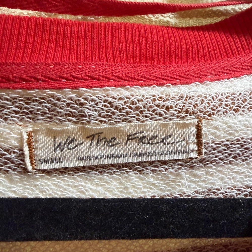 We The Free Striped Cream and Brown Sweatshirt with Red Trim - Picture 4 of 4